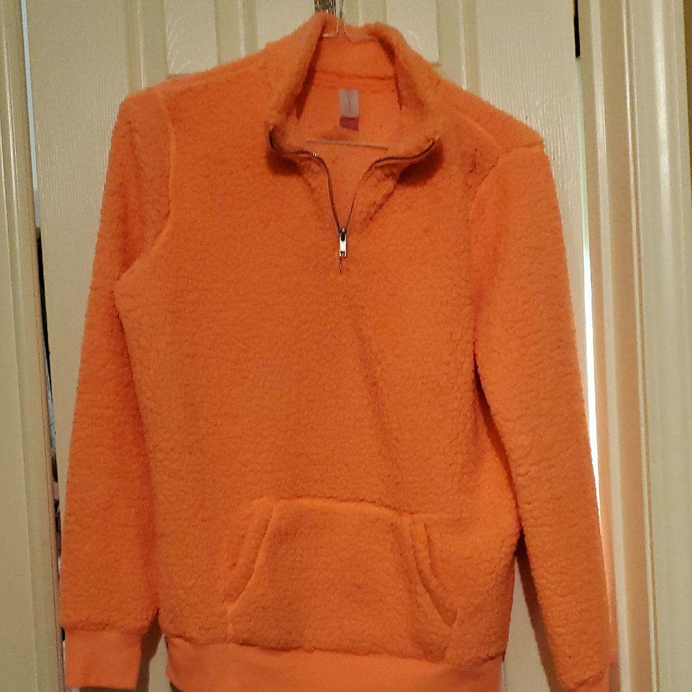 No Boundaries Neon Orange Fleece Top